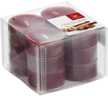 Trend Candles 12x Theelichten kaneelgeur geurkaarsen 4 branduren - geurkaarsen Rood