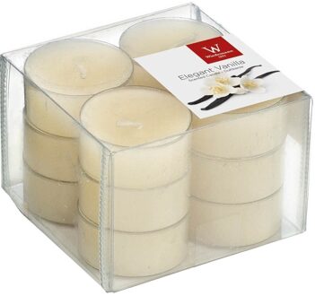 Trend Candles 12x Theelichten vanille geurkaarsen 4 branduren - geurkaarsen Crème