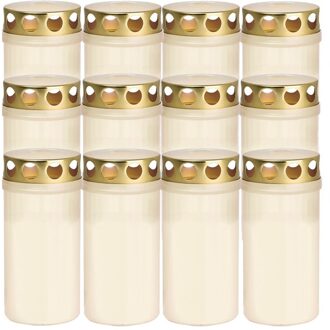 Trend Candles 12x Witte grafkaarsen/gedenklichten met deksel 2 dagen