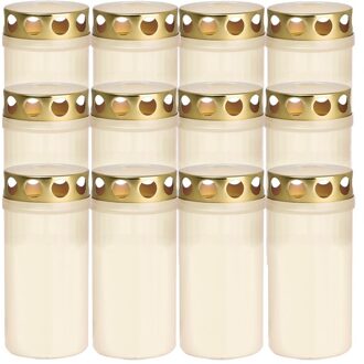 Trend Candles 12x Witte grafkaarsen/graflichten 6 x 12,6 cm 2 dagen - Stompkaarsen