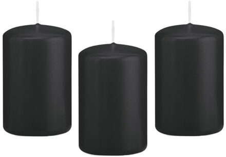 Trend Candles 12x Zwarte cilinderkaars/stompkaars 5 x 8 cm 18 branduren