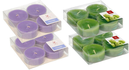 Trend Candles 16x Maxi geurtheelichtjes lavendel en appel 8 branduren