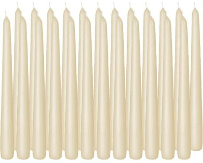 Trend Candles 24x Lange kaarsen cremewit 25 cm 8 branduren dinerkaarsen/tafelkaarsen - Dinerkaarsen