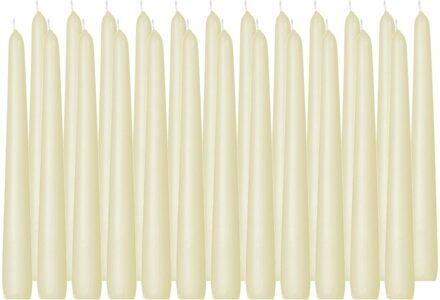 Trend Candles 24x Lange kaarsen ivoorwit 25 cm 8 branduren dinerkaarsen/tafelkaarsen - Dinerkaarsen