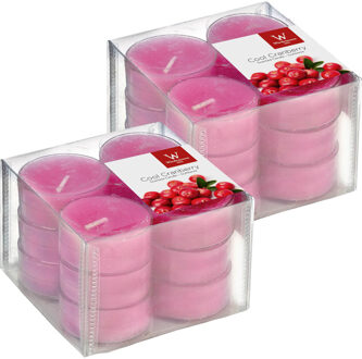 Trend Candles 24x Theelichten cranberry geurkaarsen 4 branduren - geurkaarsen Roze