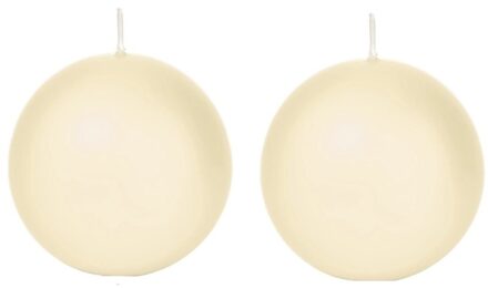 Trend Candles 2x Cremewitte bolkaarsen 7 cm 26 branduren