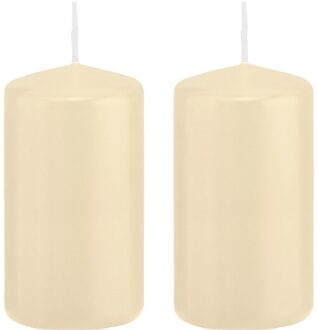 Trend Candles 2x Cremewitte cilinderkaarsen/stompkaarsen 6x12 cm 40 branduren