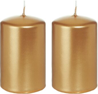 Trend Candles 2x Gouden woondecoratie kaarsen 5 x 8 cm 18 branduren