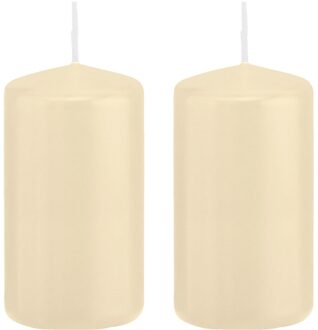 Trend Candles 2x Kaarsen cremewit 6 x 12 cm 40 branduren sfeerkaarsen - Stompkaarsen