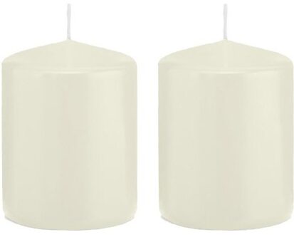 Trend Candles 2x Kaarsen ivoorwit 6 x 8 cm 29 branduren sfeerkaarsen - Stompkaarsen