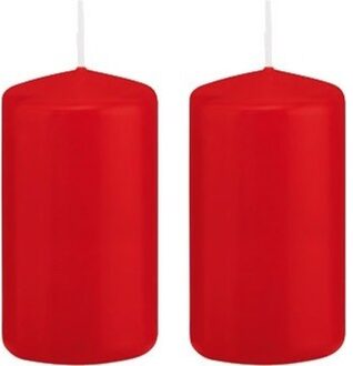 Trend Candles 2x Kaarsen rood 5 x 10 cm 23 branduren sfeerkaarsen - Stompkaarsen