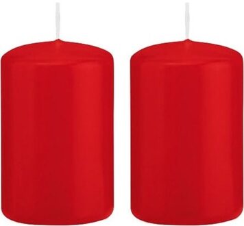 Trend Candles 2x Kaarsen rood 5 x 8 cm 18 branduren sfeerkaarsen - Stompkaarsen