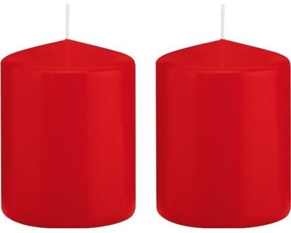 Trend Candles 2x Kaarsen rood 6 x 8 cm 29 branduren sfeerkaarsen - Stompkaarsen