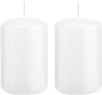 Trend Candles 2x Kaarsen wit 5 x 8 cm 18 branduren sfeerkaarsen - Stompkaarsen