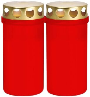 Trend Candles 2x Rode grafkaarsen/gedenklichten met deksel 6 x 12,6 cm 2 dagen