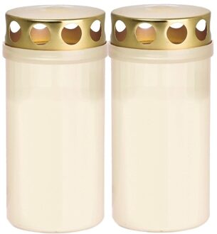 Trend Candles 2x Witte grafkaarsen/gedenklichten met deksel 6 x 12,6 cm 2 dage