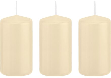 Trend Candles 3x Cremewitte cilinderkaarsen/stompkaarsen 6x12 cm 40 branduren