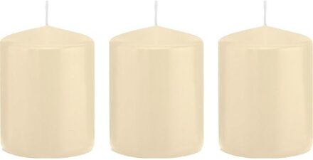 Trend Candles 3x Cremewitte woondecoratie kaarsen 6 x 8 cm 29 branduren