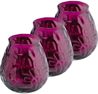 Trend Candles 3x Donkerroze windlichten kaarsen 48 branduren