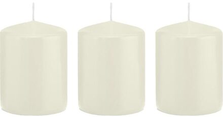 Trend Candles 3x Ivoorwitte woondecoratie kaarsen 6 x 8 cm 29 branduren