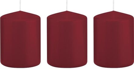 Trend Candles 3x Kaarsen bordeauxrood 6 x 8 cm 29 branduren sfeerkaarsen - Stompkaarsen