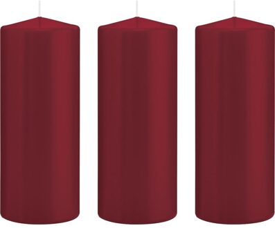 Trend Candles 3x Kaarsen bordeauxrood 8 x 20 cm 119 branduren sfeerkaarsen - Stompkaarsen