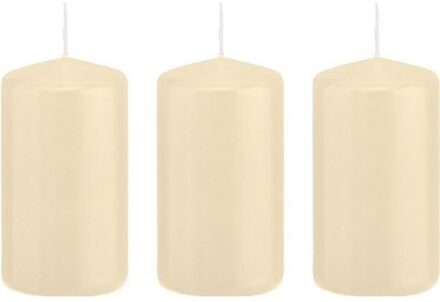 Trend Candles 3x Kaarsen cremewit 5 x 10 cm 23 branduren sfeerkaarsen - Stompkaarsen