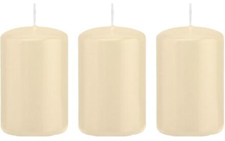 Trend Candles 3x Kaarsen cremewit 5 x 8 cm 18 branduren sfeerkaarsen - Stompkaarsen