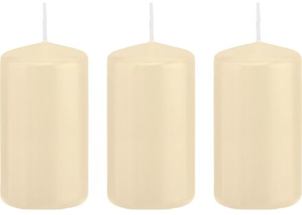 Trend Candles 3x Kaarsen cremewit 6 x 12 cm 40 branduren sfeerkaarsen - Stompkaarsen