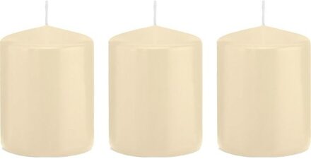 Trend Candles 3x Kaarsen cremewit 6 x 8 cm 29 branduren sfeerkaarsen - Stompkaarsen