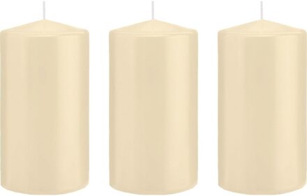 Trend Candles 3x Kaarsen cremewit 8 x 15 cm 69 branduren sfeerkaarsen - Stompkaarsen