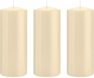 Trend Candles 3x Kaarsen cremewit 8 x 20 cm 119 branduren sfeerkaarsen - Stompkaarsen