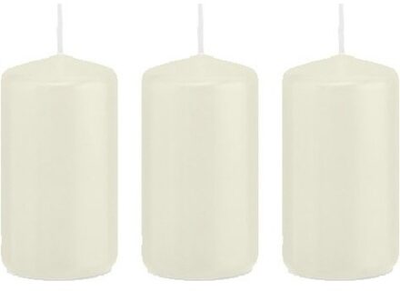 Trend Candles 3x Kaarsen ivoorwit 5 x 10 cm 23 branduren sfeerkaarsen - Stompkaarsen