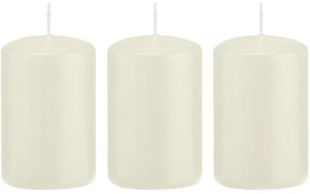 Trend Candles 3x Kaarsen ivoorwit 5 x 8 cm 18 branduren sfeerkaarsen - Stompkaarsen