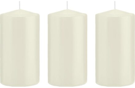 Trend Candles 3x Kaarsen ivoorwit 8 x 15 cm 69 branduren sfeerkaarsen - Stompkaarsen