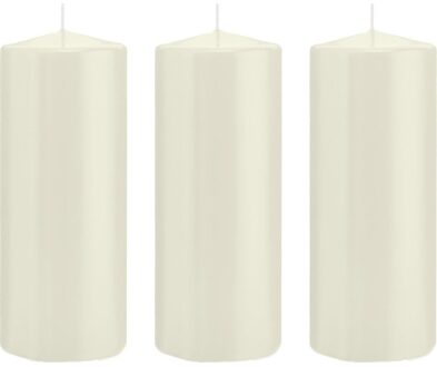 Trend Candles 3x Kaarsen ivoorwit 8 x 20 cm 119 branduren sfeerkaarsen - Stompkaarsen