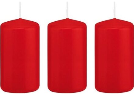 Trend Candles 3x Kaarsen rood 5 x 10 cm 23 branduren sfeerkaarsen - Stompkaarsen