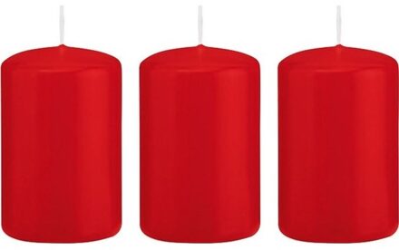 Trend Candles 3x Kaarsen rood 5 x 8 cm 18 branduren sfeerkaarsen - Stompkaarsen