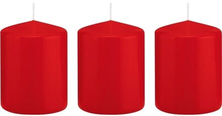 Trend Candles 3x Kaarsen rood 6 x 8 cm 29 branduren sfeerkaarsen - Stompkaarsen