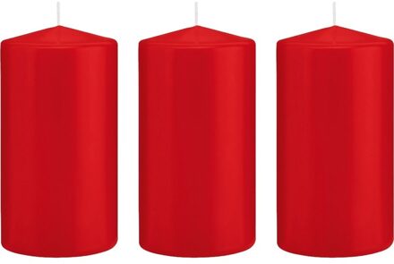 Trend Candles 3x Kaarsen rood 8 x 15 cm 69 branduren sfeerkaarsen - Stompkaarsen