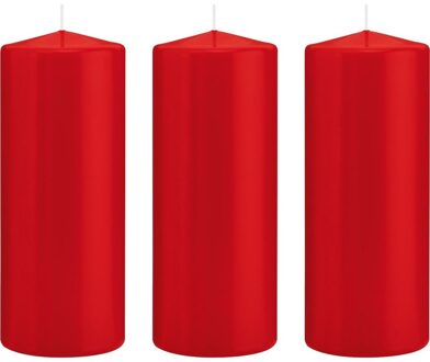 Trend Candles 3x Kaarsen rood 8 x 20 cm 119 branduren sfeerkaarsen - Stompkaarsen