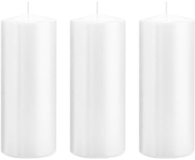 Trend Candles 3x Kaarsen wit 8 x 20 cm 119 branduren sfeerkaarsen - Stompkaarsen