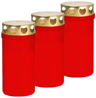 Trend Candles 3x Rode grafkaarsen/graflichten 6 x 12,6 cm 2 dagen - Stompkaarsen Rood