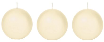 Trend Candles 3x Ronde kaarsen cremewit 7 cm 36 branduren sfeerkaarsen - bolkaarsen