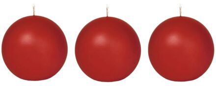 Trend Candles 3x Ronde kaarsen rood 7 cm 36 branduren sfeerkaarsen - bolkaarsen