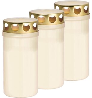 Trend Candles 3x Witte grafkaarsen/graflichten 6 x 12,6 cm 2 dagen - Stompkaarsen