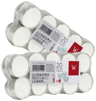 Trend Candles 40x Witte theelichtjes/waxinelichtjes 4 branduren