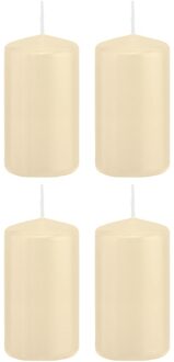 Trend Candles 4x Cremewitte cilinderkaarsen/stompkaarsen 6x12 cm 40 branduren