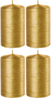 Trend Candles 4x Gouden cilinderkaarsen/stompkaarsen 6 x 10 cm 25 branduren