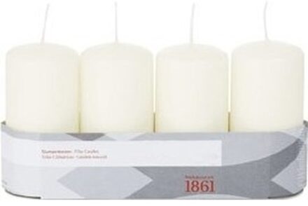 Trend Candles 4x Ivoorwitte cilinderkaars/stompkaars 5 x 10 cm 18 branduren